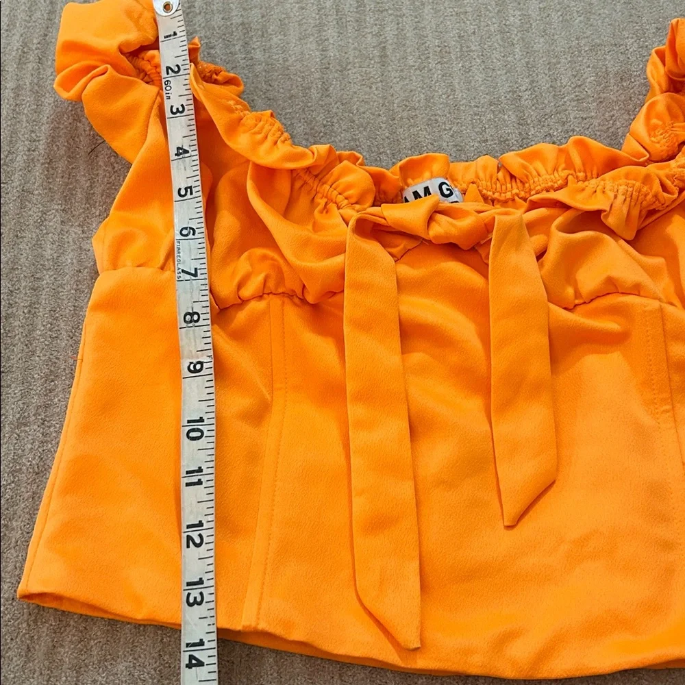 I.AM.GIA Naomi off-the-shoulder corset-style crop top in neon orange large - Picture 6 of 7